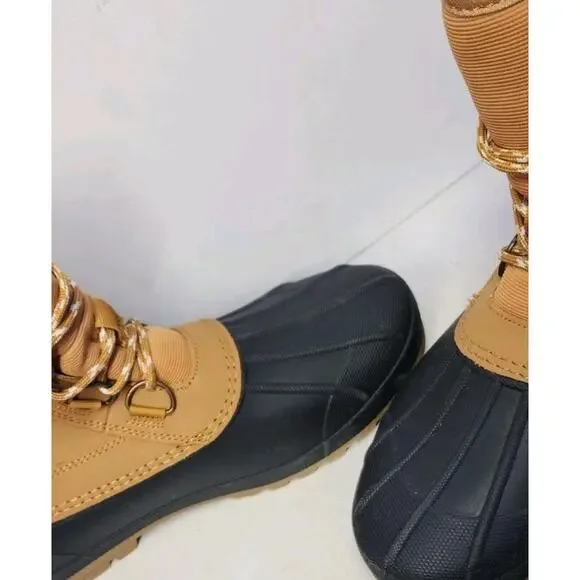 Universal Thread Women's 10 Duck Boots Waterproof Rain Lace Up Tan Black Ankle - Picture 8 of 16
